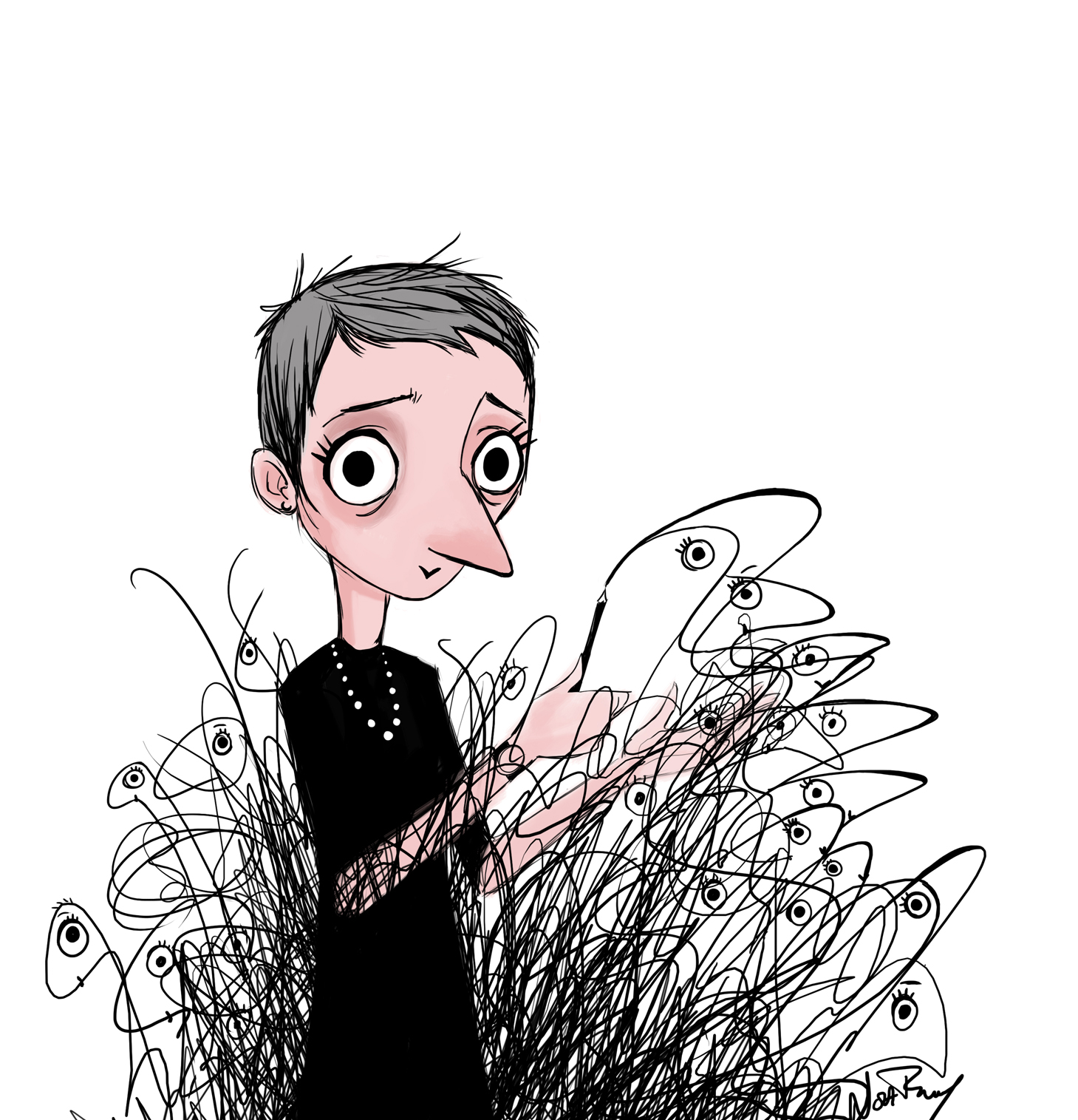 Nora Twomey Self Portrait caricature